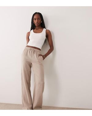 JDY Tall Wide Leg Cheesecloth Trouser - Natural