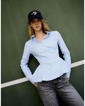 Bershka Long Sleeve Peplum Shirt - Green