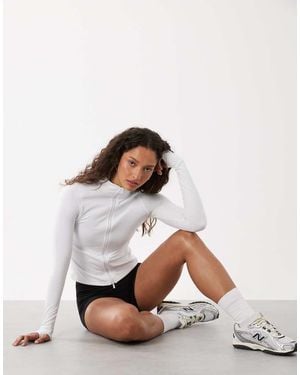 Cotton On Chaqueta Blanca Con Cremallera De Tejido Ultrasuave Active - Blanco