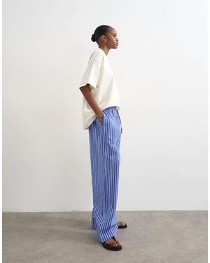 TOPSHOP Poplin Pull On Wide Leg Trouser - White