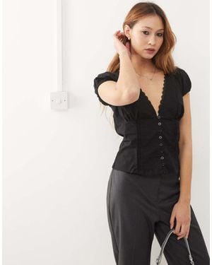 Motel Ilias Cinched Waist Shirt - Black