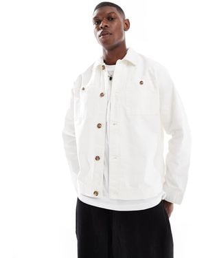 New Look Twill Button Up Shacket - White