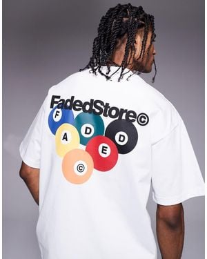 Faded Store Pool Graphic Back Print T-shirt - White