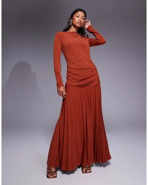 DASKA Pleated Maxi Dress - Red