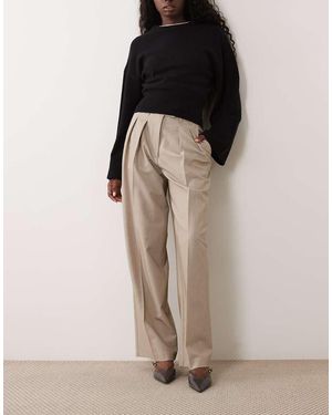 ASOS Tailored Wide Leg Trousers With Pleat Detail - Brown
