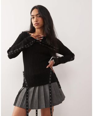 Weekday – langärmliges strickoberteil - Schwarz