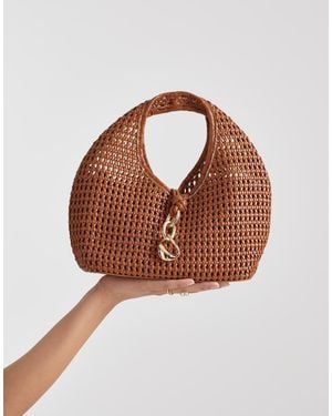 Dolce Vita Dahlia Woven Clutch Purse With Gold-tone Hardware - Brown