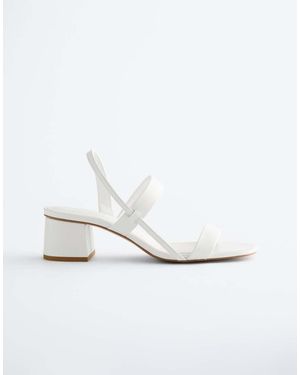 & Other Stories Pure Leather Heeled Strappy Sandals - White