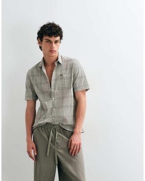 Barbour Carrock Checked Seersucker Short Sleeve Summer Shirt - White