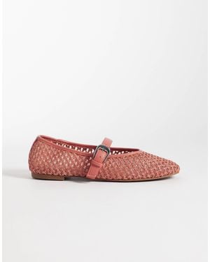 ASOS Leah Weave Mary Jane Ballets - Red