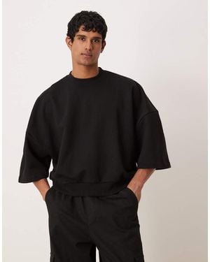 ASOS Premium Heavyweight Oversized Short Sleeve Sweatshirt - Black