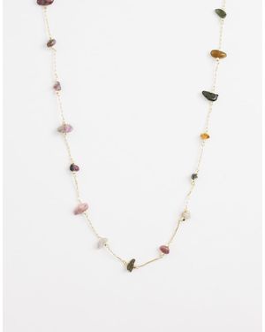 ASOS Collar De Cadena Delicada Con Detalle De Fragmentos De Piedras Rosas De - Azul