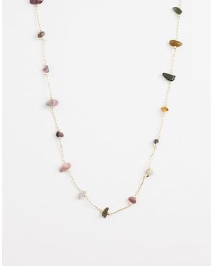 ASOS Dainty Necklace With Pink Chipping Detail - Blue