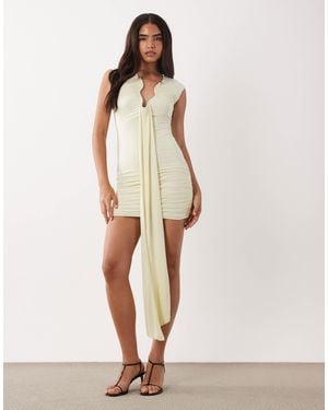 ASOS Slinky Mini Dress With Drape - Natural