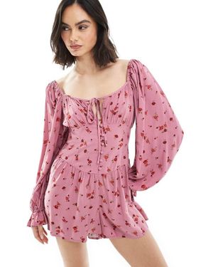 Miss Selfridge Long Sleeve Playsuit - Pink