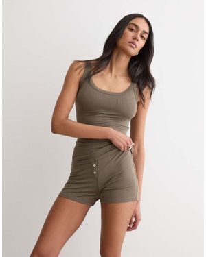 Intimissimi Soft Lounge Short Ribbed Modal Pyjamas - Brown