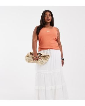 Vero Moda Pleat And Lace Detail Tiered Boho Maxi Skirt - White