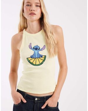 ASOS Disney Vest With Stitch Lemon Print - Natural