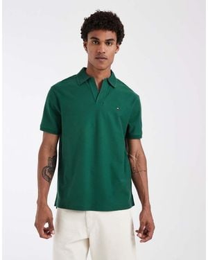 Tommy Hilfiger V-Neck Crepe Polo Shirt - Green