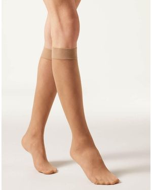 Calzedonia Diamond-Pattern Sheer Knee-High Socks - White