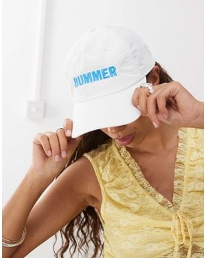 Collusion Embroidered Slogan Cap - White