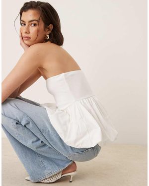 Y.A.S Puffball Hem Bandeau Top - Blue