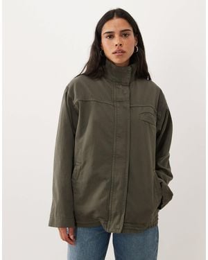 ASOS Denim Funnel Neck Jacket - Green