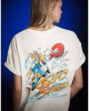 Bershka Oversize Sonic Short Sleeve T-Shirt - Blue