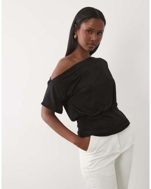 Missy Empire Soft Touch Off Shoulder Cinch Fitted Waist Top - Black