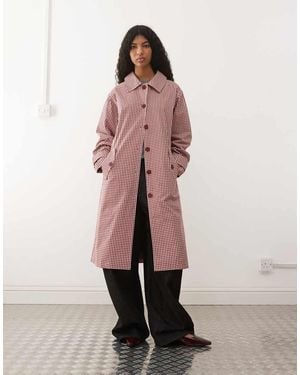 Reclaimed Vintage Gingham Check Trench - Pink