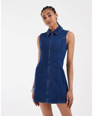 ASOS Zip Through Denim Dress - Blue