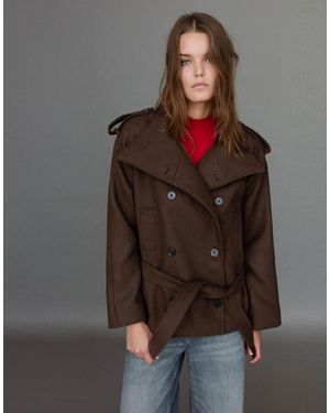 Pull&Bear Cappotto Trench Corto - Marrone