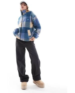 Kavu Loven Zip Check Fleece Jacket - Blue