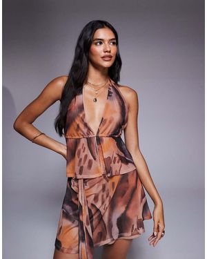 ASOS Co-ord Mesh Halterneck Top With Open Back - Multicolour