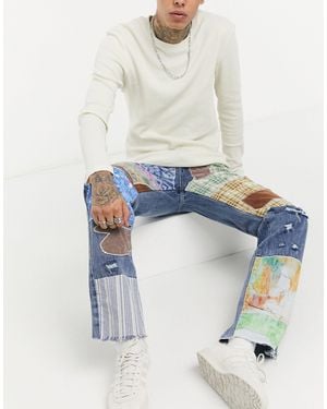 Jaded London Reworked Patchwork Jeans - Blue