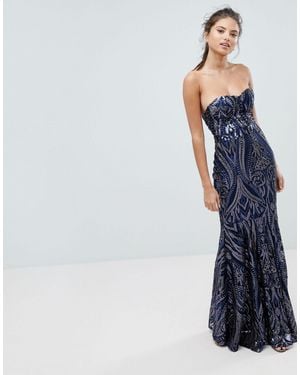 Club L London Club L Embellished Sequin Strapless Fishtail Maxi Dress - Blue