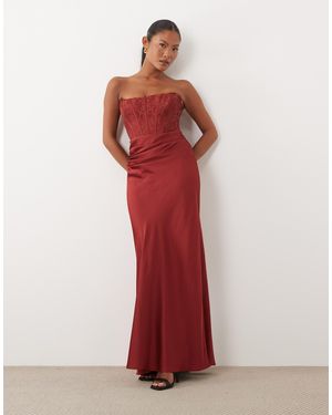 Forever New Spitzen-corsagen-maxikleid aus satin mit drapierung - Rot