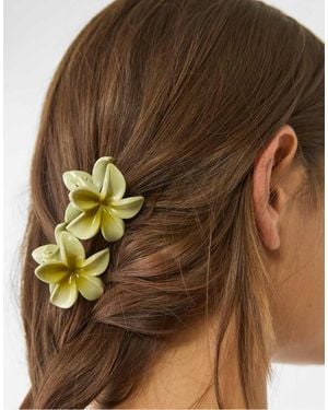 Stradivarius Set Van 3 Bloemvormige Haarclips - Bruin