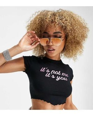 AsYou Its Not Me Its You Slogan Crop Top - Black