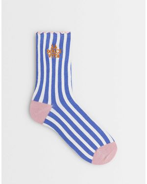 Accessorize Dolce Vita Ruffle Edge Stripe Socks - Blue