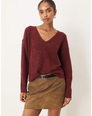 Jdy Maglione Bordeaux Con Scollo A V - Rosso