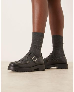 Walk London Clara Woven Loafers - Brown