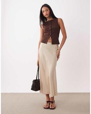 Vila Satin Maxi Skirt - Natural