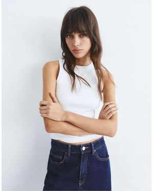 Pull&Bear Round Neck Tank Top - White