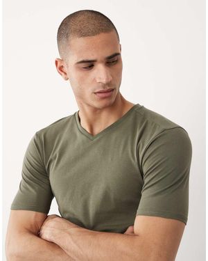 River Island Muscle Fit T-Shirt Met V-Hals - Groen