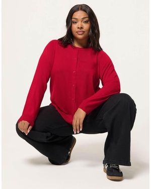 Yours Clothing Button Through Cardigan - Red