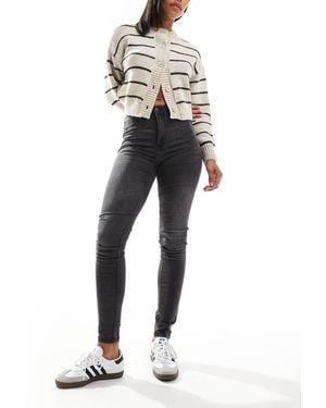 Noisy May Callie High Waist Skinny Jeans - Grey