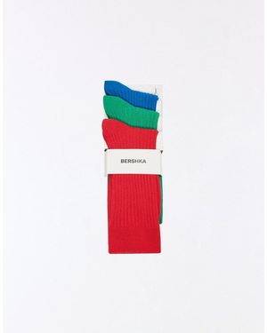 Bershka 3 Pack Of Colou Socks - Red