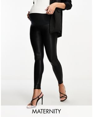 Spanx – mama – formende leggings aus em lederimitat mit hohem bund - Schwarz