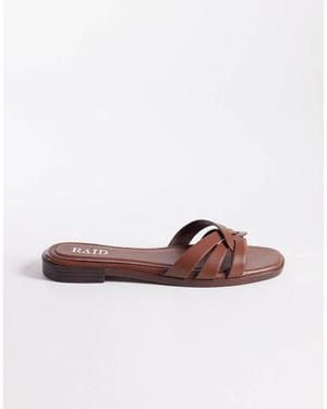 Raid Wide Fit Toffee Flat Sandal Slides - Brown